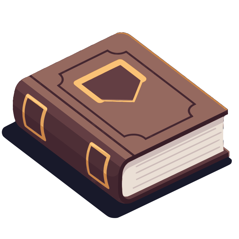 Loremaster logo: a leather-bound spellbook
